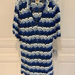 Farm Rio Navy and White Crochet coverup